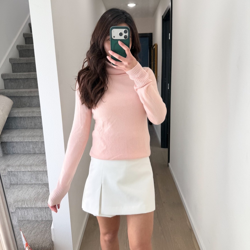J.Crew 100% Cashmere Babydoll Coquette Cottagecore Fairy Pink Turtleneck XS